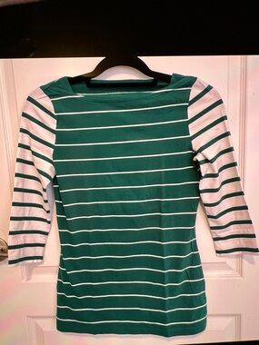 Merona Green and White Striped Women’s Top